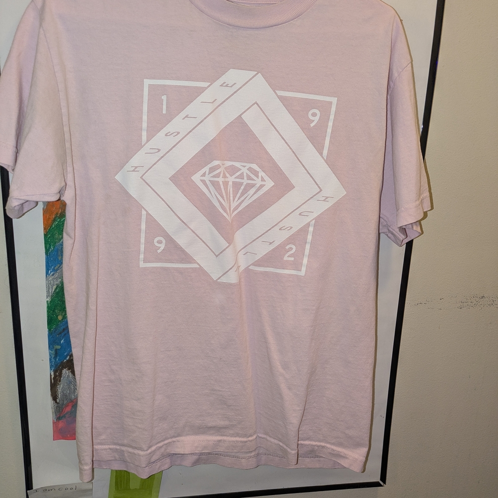 Pink Graphic T-Shirt with Diamond Design